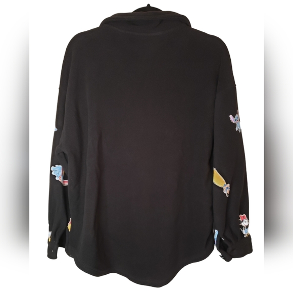 Disney 100 Years Celebration Print Juniors Black Shacket Button Down Size L - Picture 2 of 6